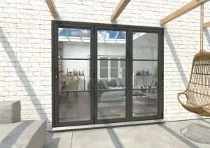 Green & Taylor Heritage Anthracite Grey Aluminium External Bi-folding Doors - 3 Right - 2390 x 2090mm (WxH)