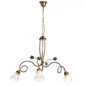 Luminosa Arianna 3 Light Flower Multi Arm Pendant Ceiling Light, Bronze