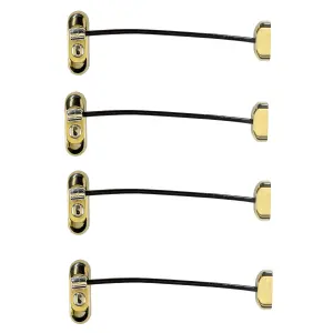 UAP Window Restrictor with Key - Window Safety Locks - 20cm Cable - All Types of Windows - 4 Locks - PVD Gold - Black Cable