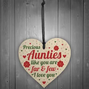 Red Ocean Auntie Aunt Aunty Gifts For Birthday Christmas Handmade Wooden Heart Plaque Friendship Gift For Auntie And Uncle