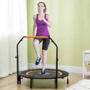 HOMCOM 40" Foldable Mini Fitness Trampoline w/ Foam Handle, Orange