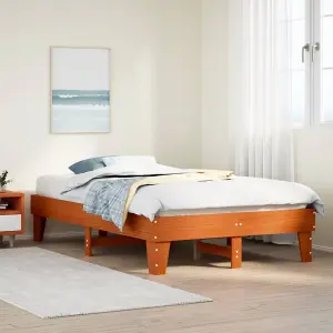 Berkfield Bed Frame without Mattress Wax Brown 135x190 cm Double Solid Wood Pine