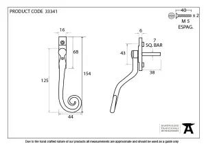 From The Anvil Black Large 16mm Monkeytail Espag - RH