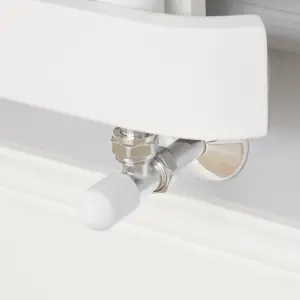 GoodHome Polished White Angled Thermostatic Radiator valve & lockshield (Dia)15mm x ½"