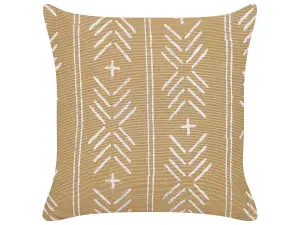 Throw Cushion BANYAN Cotton 45 x 45 cm Geometric Block-Printing Sand Beige