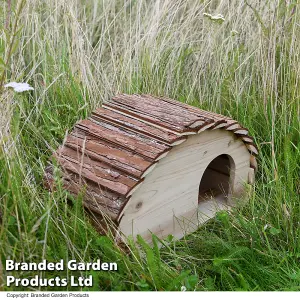 Hedgehog House Solid Wood, Cosy Animal Shelter, Predator-Proof, Weatherproof with Bark Roof, Wildlife Hibernation Box