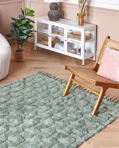 Cotton Area Rug 160 x 230 cm Green KARS