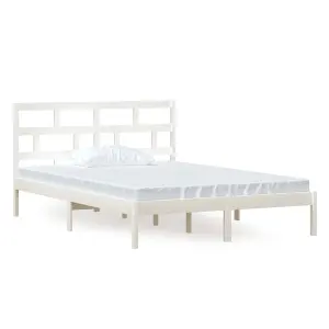 Berkfield Bed Frame White Solid Wood Pine 140x200 cm