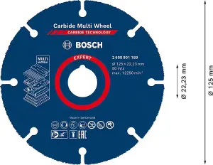 Bosch Professional Carbide Multi Wheel Cutting Disc - 125mm x 1mm x 22.23mm