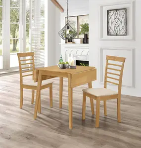 Hallowood Furniture Ledbury Drop Leaf Rectangular Table with 2 Chairs in Light Oak Finish