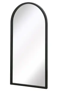 MirrorOutlet The Arcus Black Metal Framed Arched Garden Wall Mirror 80CM X 40CM