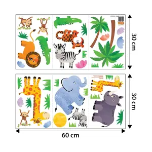 Walplus Jungle Animals, Children Wall Stickers, Diy Art, Nursery Decorations Kids Sticker PVC Green