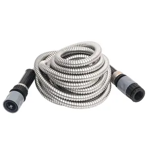 Berkfield Garden Hose with Spray Nozzle Silver 30 m Stainless Steel