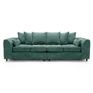 Monaco Chenille Fabric Long 4 Seater Sofa  Teal