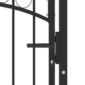 Berkfield Fence Gate with Arched Top Steel 100x150 cm Black