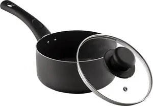 18cm Milk Pan And Glass Lid Sauce Pot Tea Handle Kitchen Non Stick Cookware New