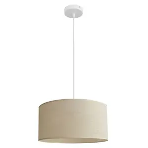 Luminosa Alba Cylindrical Pendant Ceiling Light Ecru, White 40cm