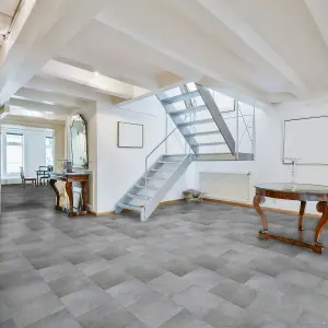 Cosmo Cement Vinyl Tile Effect by Rhino Classic Lino Flooring Sheet Vinyl Flooring - 1m(3'3") X 4m(13'1")-4m²