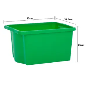 Wham 4x Stack & Store 30L Green Plastic Storage Boxes. Home, Office, Classroom, Playroom, Toys, Books. L45.5 x W35 x H25cm