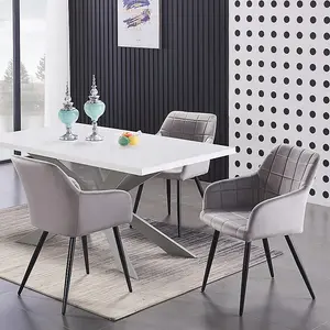 Camden Duke Lux Dining Set, a Table and Chairs Set of 4, White/Light Grey