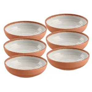 Purely Home Rustic Swirl Ivory Melamine Bowls - Set of 6