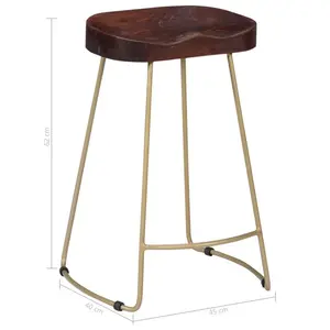 Fulbright Counter Stool with Metal Frame (Set of 2) Walnut / Gold / 62cm