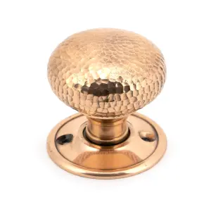 From The Anvil Polished Bronze Hammered Mushroom Mortice/Rim Knob Set