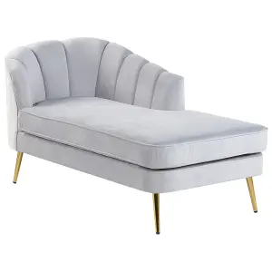 Left Hand Velvet Chaise Lounge Grey ALLIER