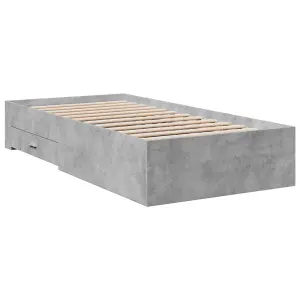 Berkfield Bed Frame with Drawers without Mattress Concrete Grey 90x190 cm Single