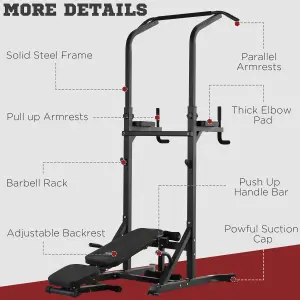 HOMCOM Adjustable&Folded Dip Stands Multi-Function Pull-ups Sit-ups Fitness tool