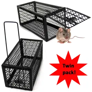 Metal Rat Mouse Trap Humane Live Bait Vermin Rodent Cage 2pcs Traps Mice Pest