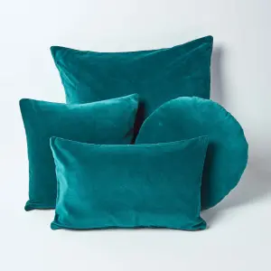 Homescapes Emerald Green Velvet Cushion, 40 cm Round