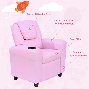 HOMCOM Kids Recliner Chair with Adjustable Backrest and Footrest, Pink