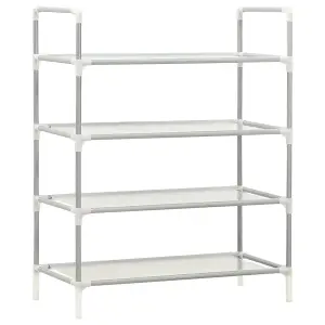 Shoe Rack with 4 Shelves Metal and Non-woven Fabric Silver