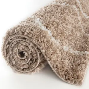 Moroccan Shaggy Beige Living Room Rug 820