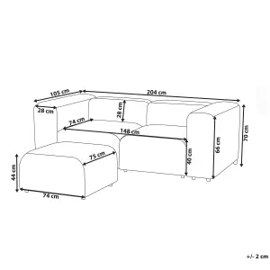 2 Seater Modular Corduroy Sofa with Ottoman White FALSTERBO