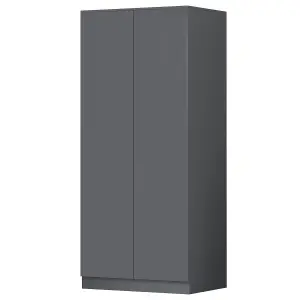 FWStyle Dark Grey 2 Door Double Wardrobe Push Open Soft Close Scratch Resistant