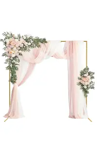 Rectangle Arch Stand Metal Backdrop Stand Garden Arbors - 150cm x 200cm, Gold