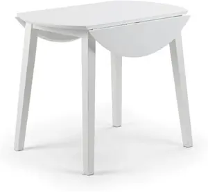 Julian Bowen Coast 4 Seater Round Drop Leaf Dining Table, Modern, Coast White