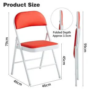 Mcc Direct Single Folding Dining Chair Metal Frame Padded Seats Red