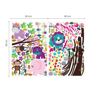 Walplus Happy Zoo Animals Wall Stickers Kids Nursery Children Decals Bedroom Decoration Kids Sticker PVC Multicoloured