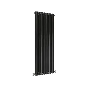 Vertical Black Double Column Radiator (H) 1500mm x (W) 560mm, 6245 BTU.