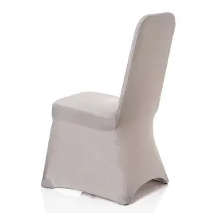 Polyester Spandex Chair Covers for Wedding Decoration - Silver, Pack of 10