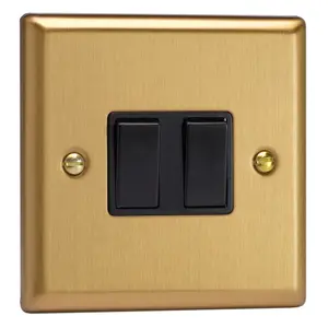 Varilight 2-Gang 2-Way 10A Rocker Switch Brushed Brass