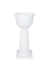 White Venetian Jardiniere Plant Pot Round Plastic Pedestal Flower Planter Bowl