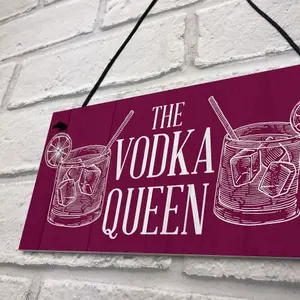 Red Ocean The Vodka Queen Funny Friendship Gift For Her Novelty Vodka Bar Home Bar Signs