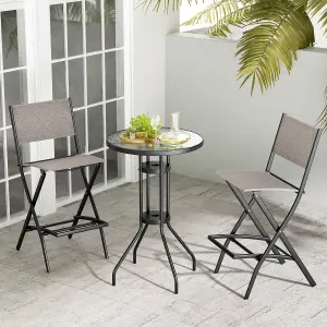 Costway Set of 2 Outdoor Bar Chair Folding Bar Height Stool with Metal Frame & Footrest