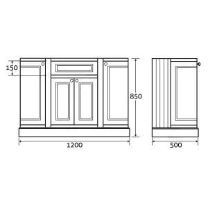 Fairmont Curved White Floor Standing Vanity Unit (W)1200mm