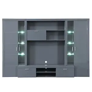 Roma Entertainment Unit Grey With High Gloss Fronts And LED