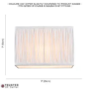 Classic Double Pleated Rectangular Lamp Shade with Ivory White Faux Silk Fabric